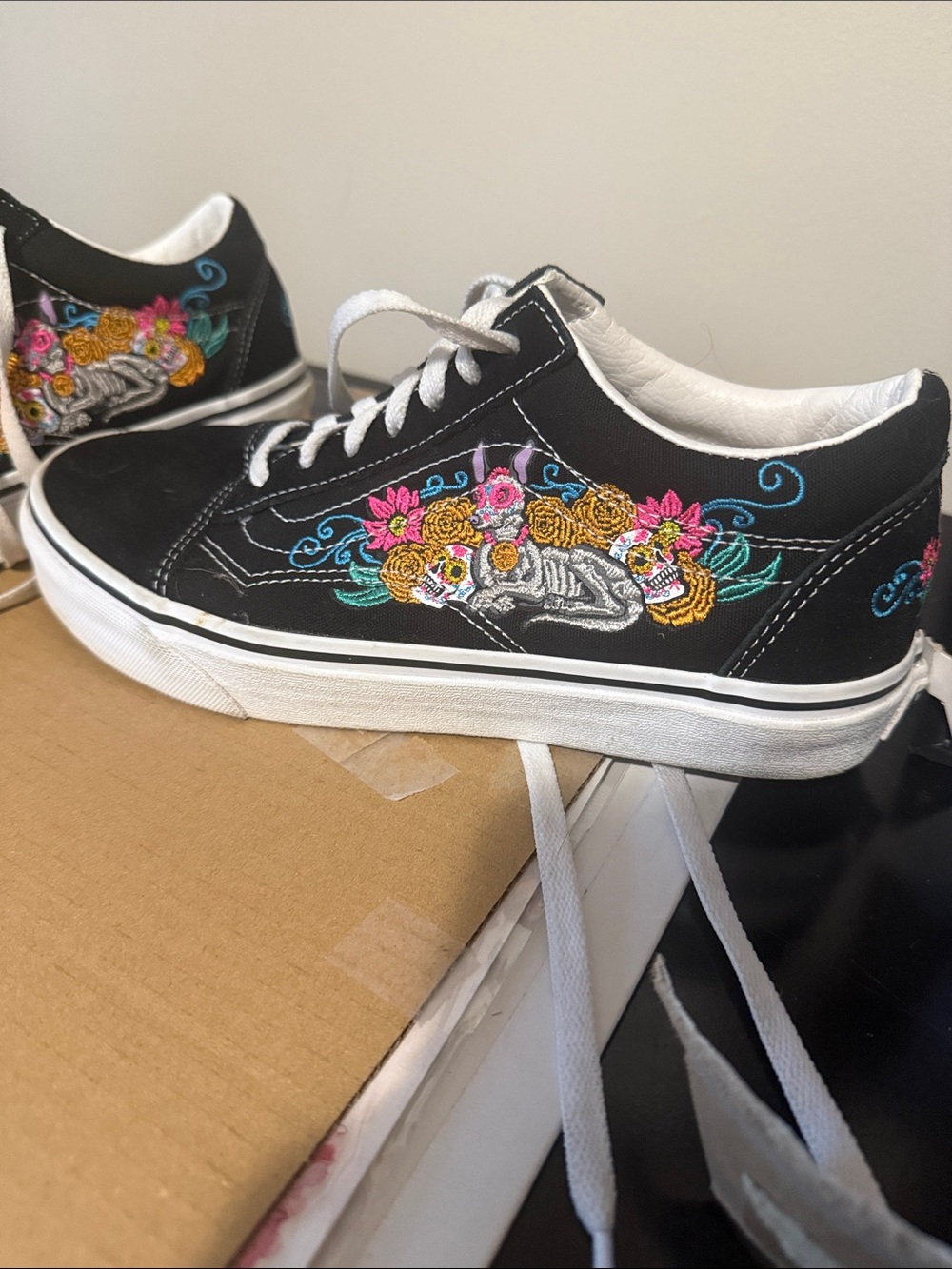 Vans Black and White Low-Top Canvas Sneakers